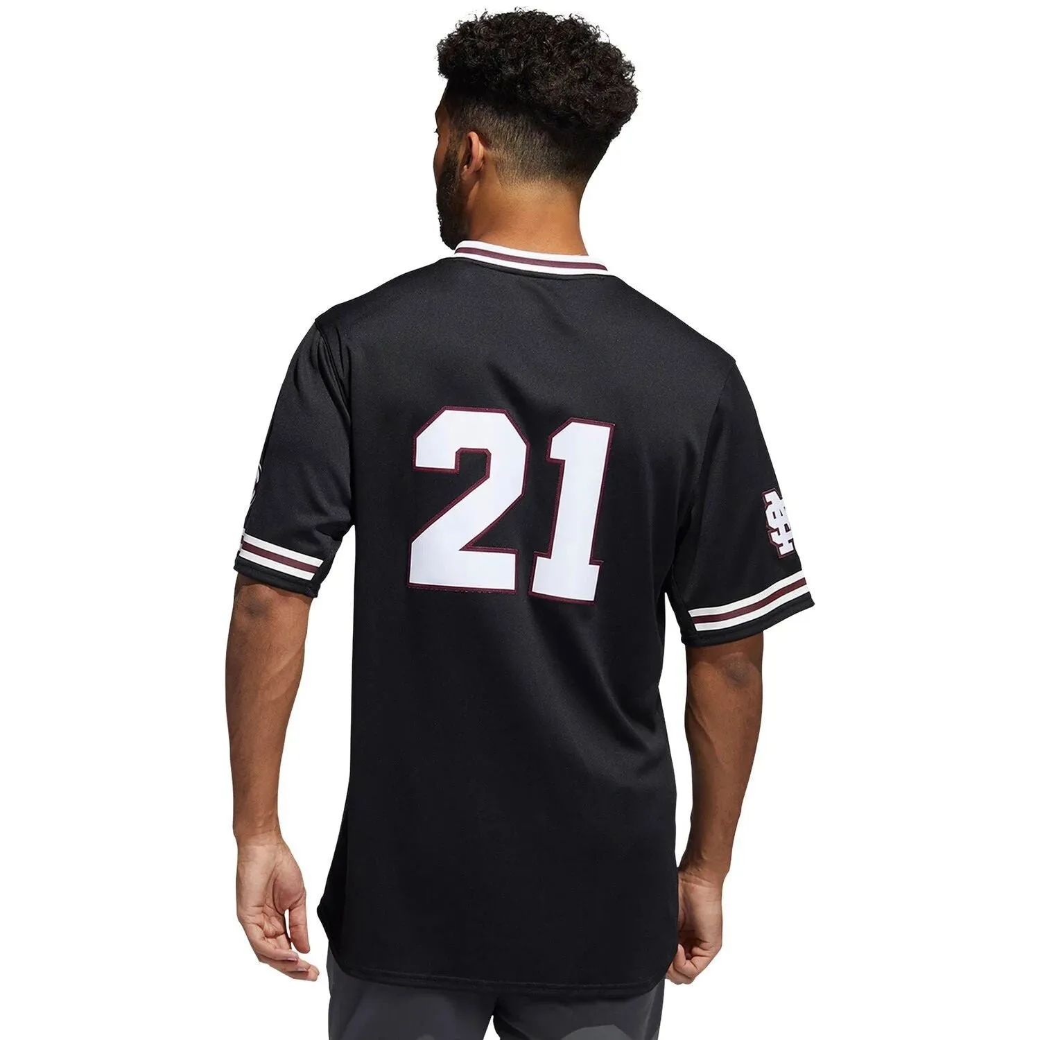 adidas Men's Mississippi State Bulldogs Black V-Neck Baseball Jersey