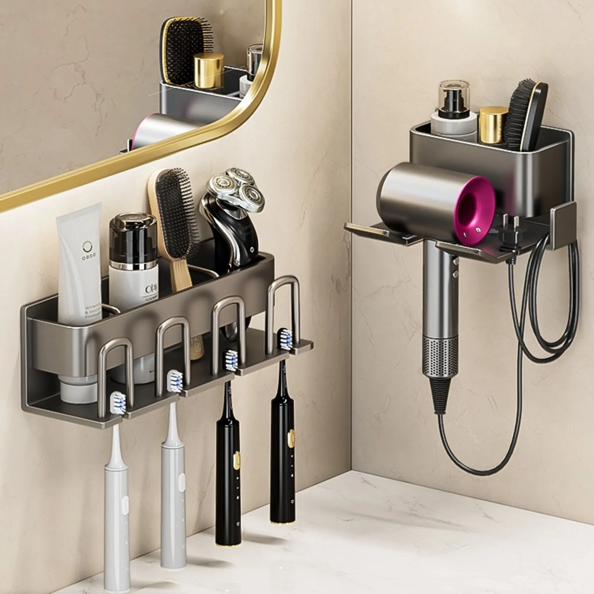 Aicozy No Drill Storage Hair Dryer Holder, Charcoal, 1 Piece - Hair Dryer Rack - 🏆 #15 - Home Décor - Best of December