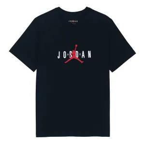 Air Jordan Alphabet Flying Man Logo Printing Round Neck Casual Short Sleeve T-Shirt Black