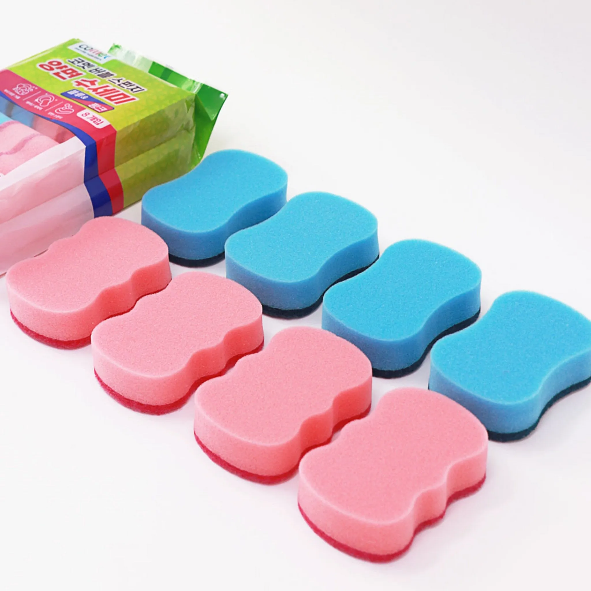 Comet Dual-Sided Sponge Scrubber Mix Pack Blue 4p   Pink 4p Set, 1 Set - 🏆 #71 - Kitchen Essentials - Best of December