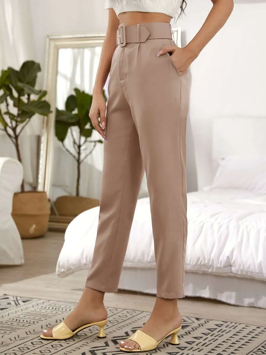 Cropped Tailored Pants With Belt