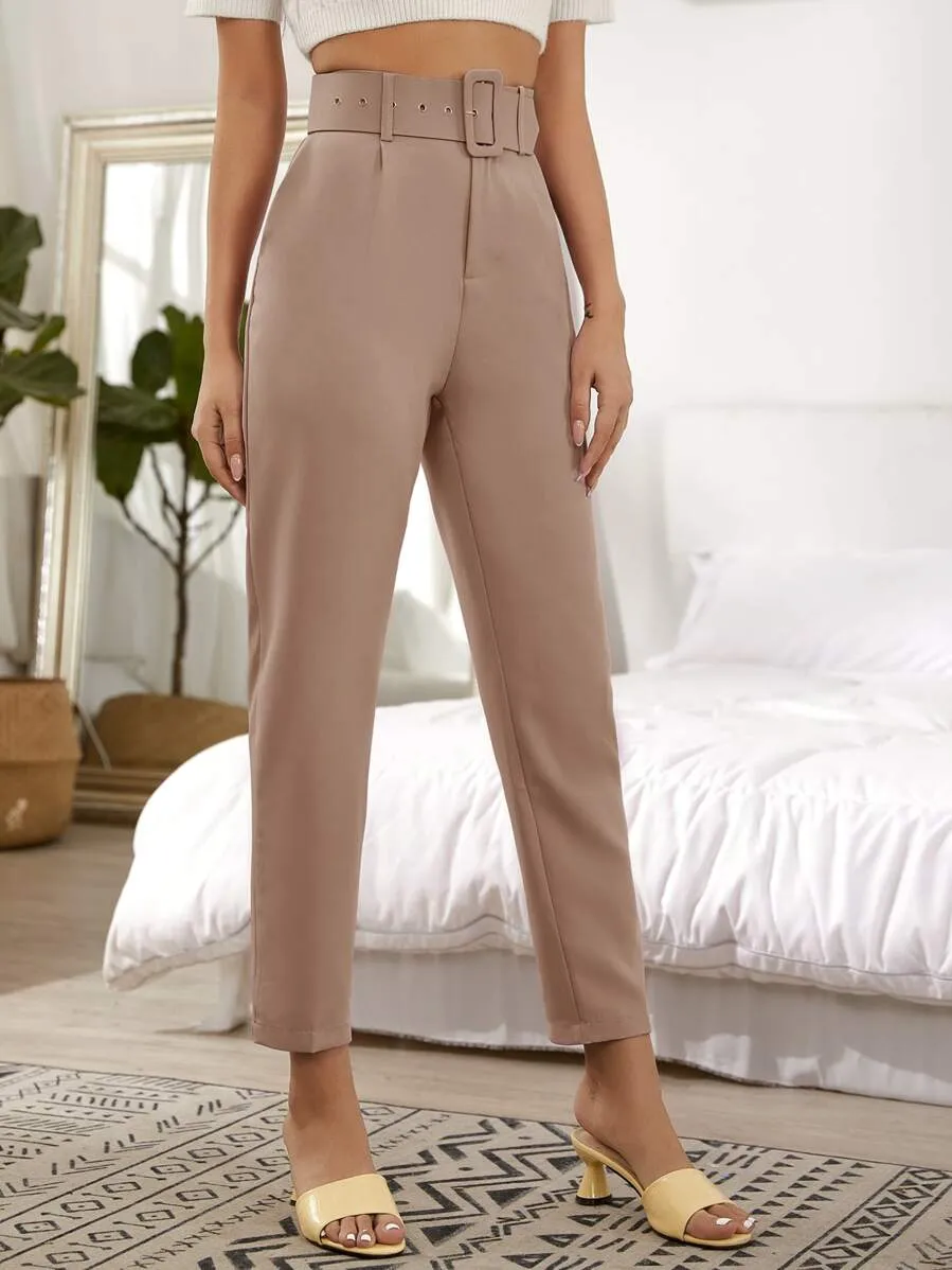 Cropped Tailored Pants With Belt