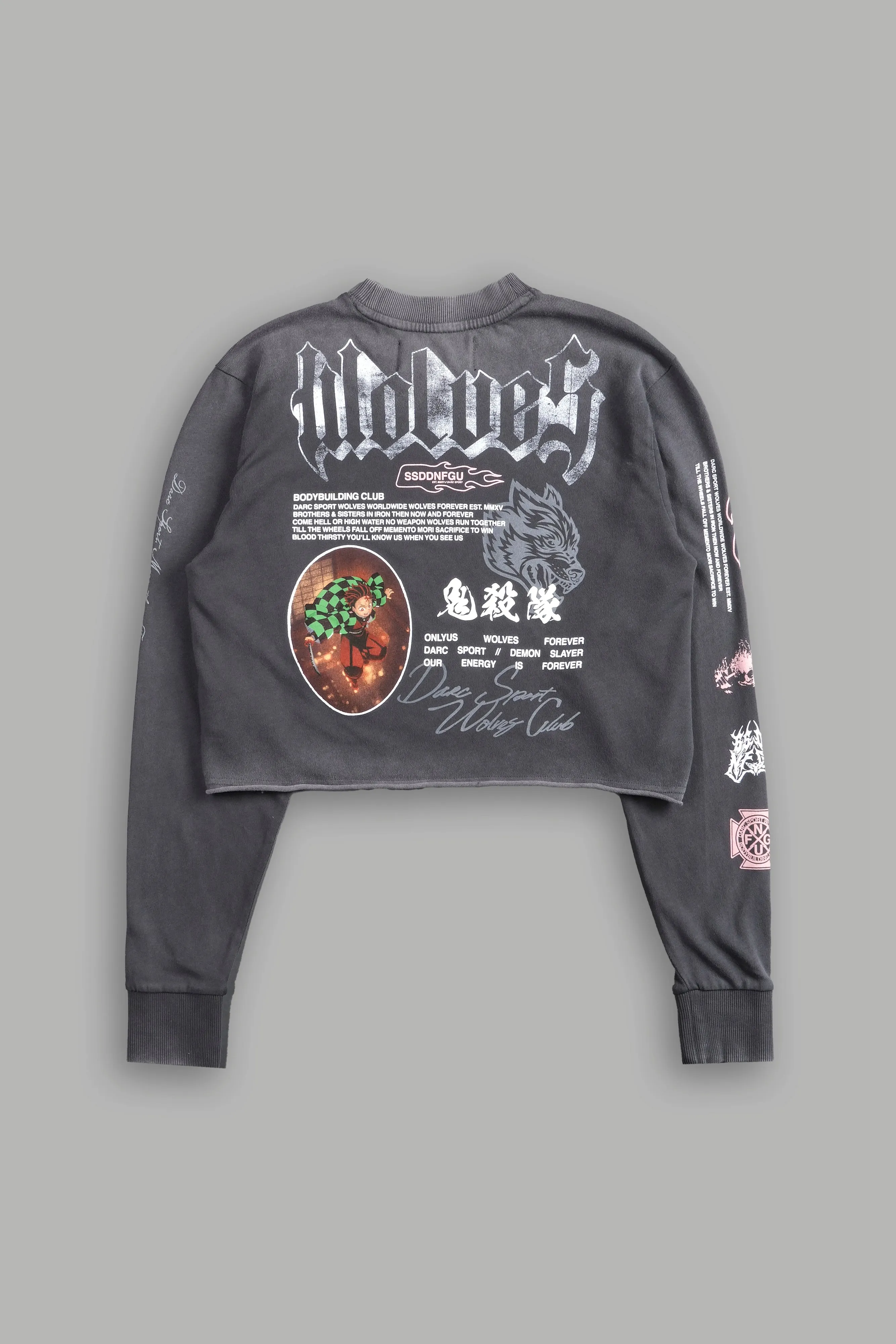 Falling "Premium" (Cropped) L/S Tee in Wolf Gray