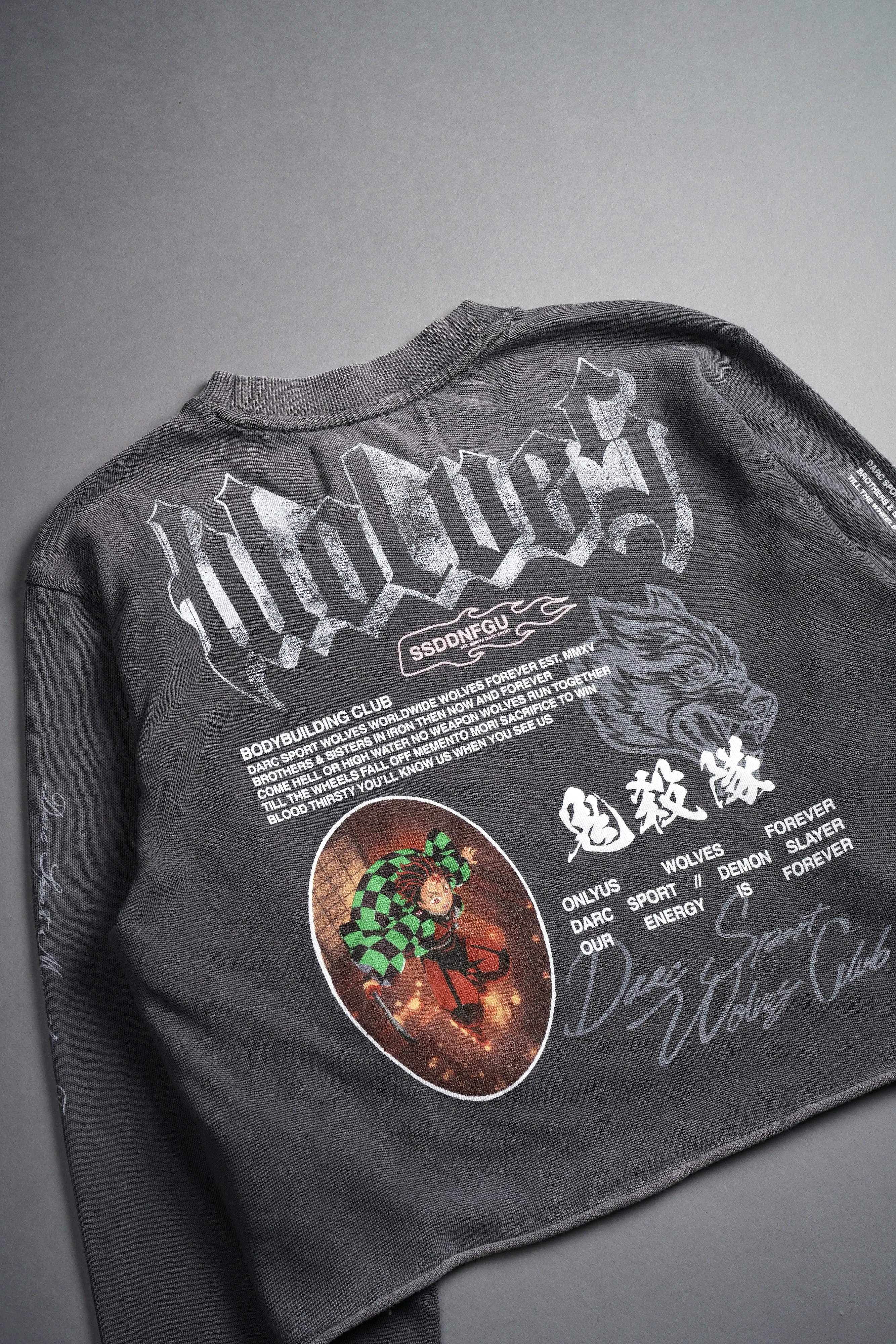 Falling "Premium" (Cropped) L/S Tee in Wolf Gray