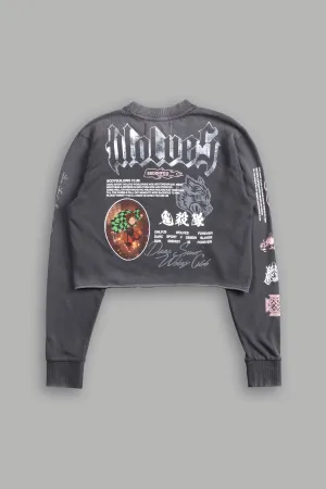 Falling "Premium" (Cropped) L/S Tee in Wolf Gray