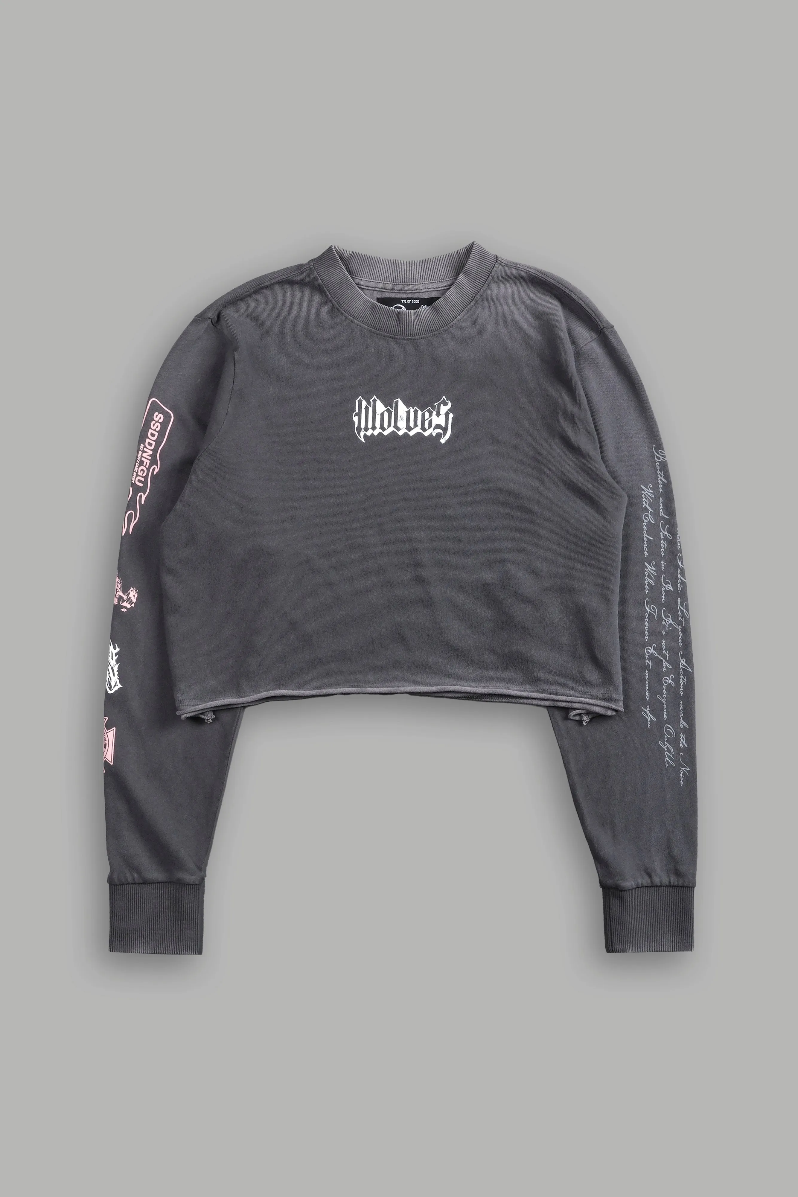 Falling "Premium" (Cropped) L/S Tee in Wolf Gray