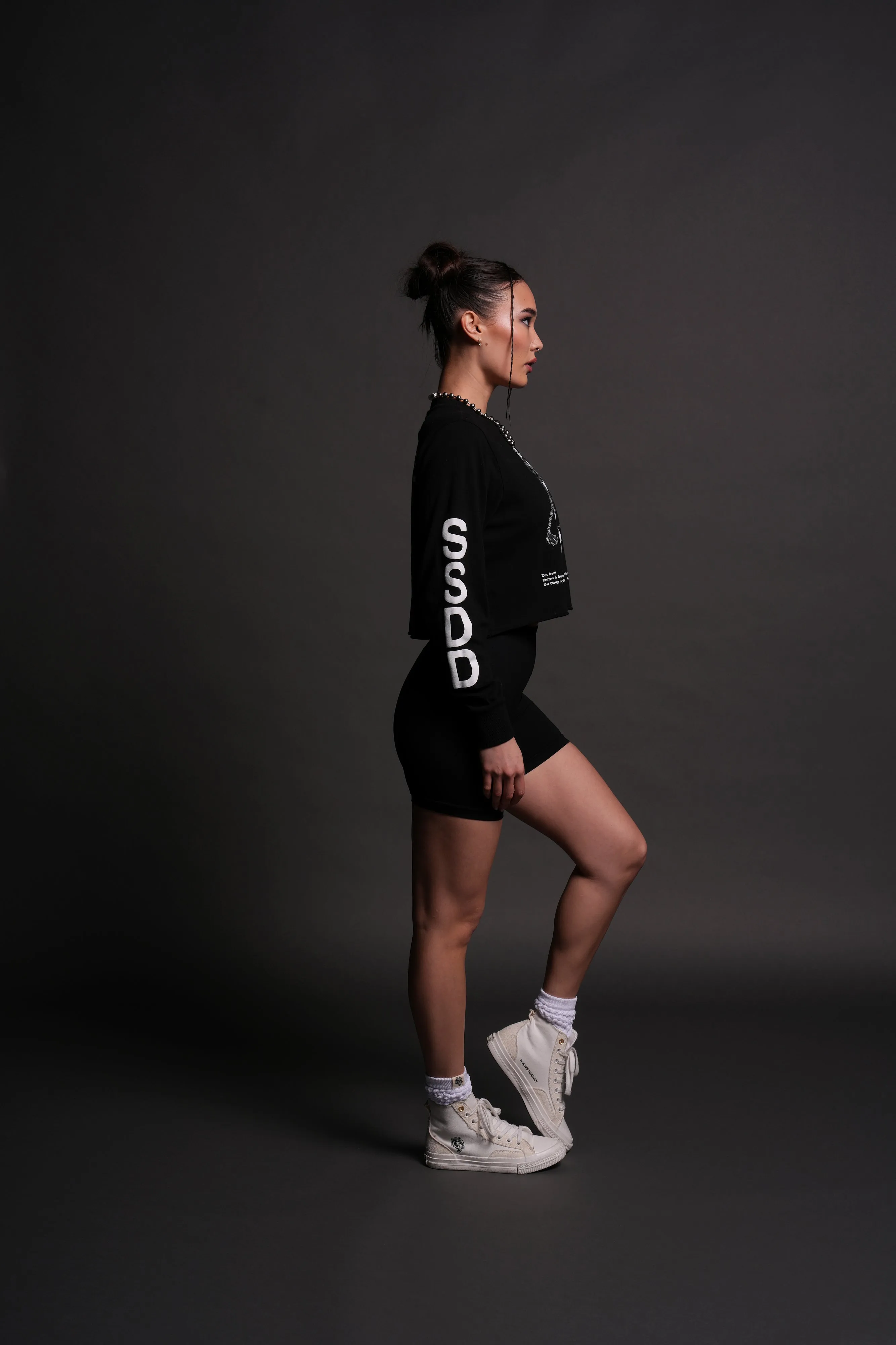Fighter "Premium" (Cropped) L/S Tee in Black