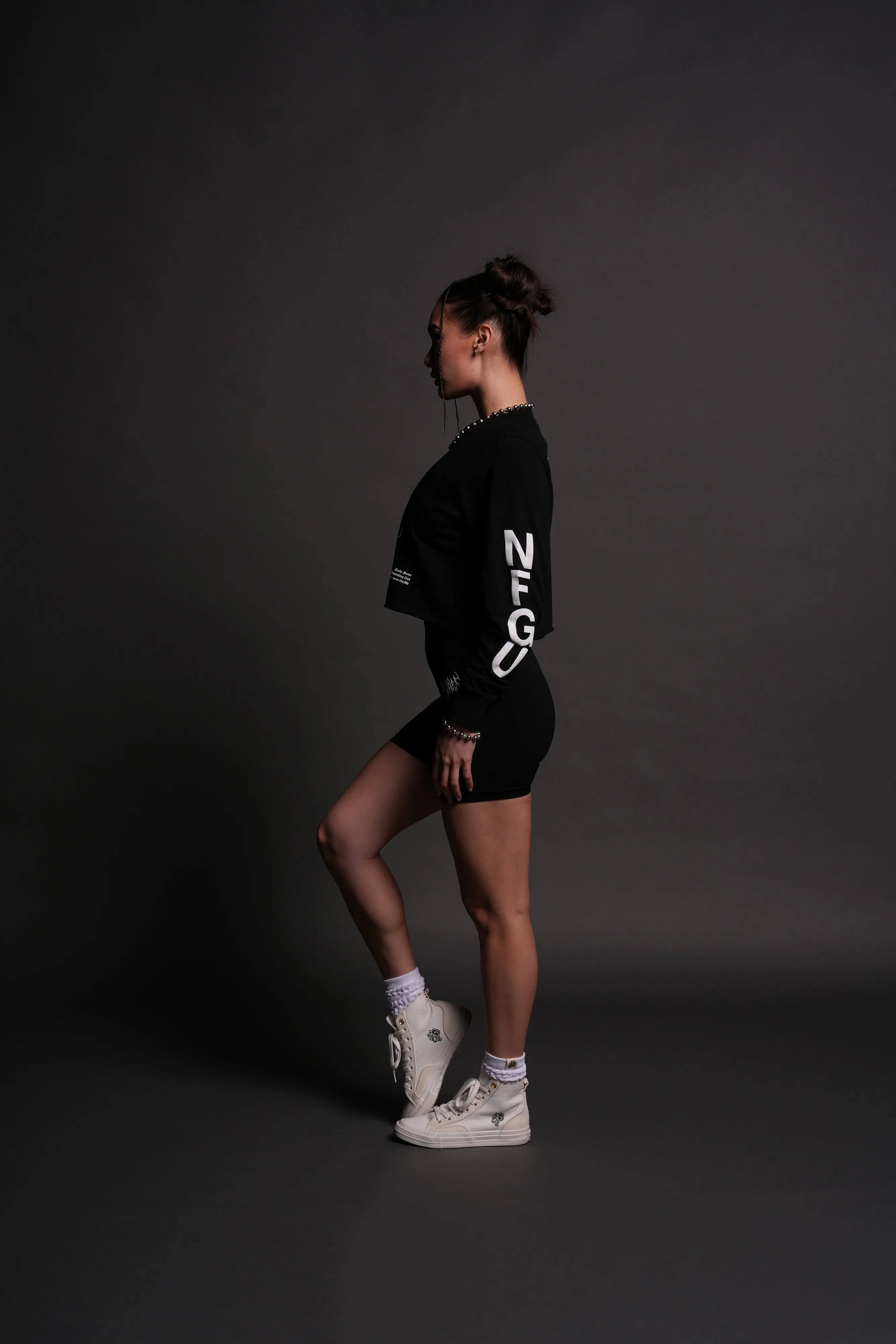 Fighter "Premium" (Cropped) L/S Tee in Black
