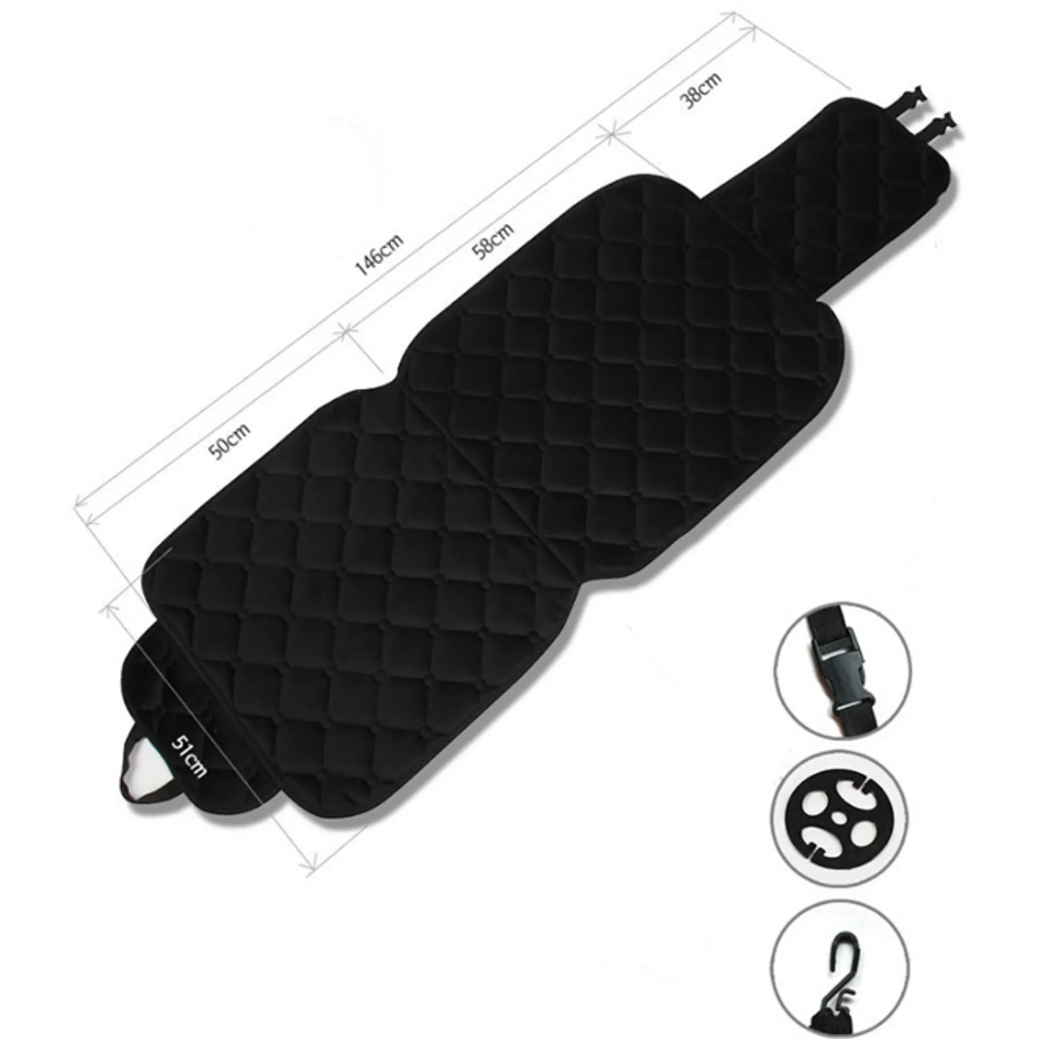 GEMGI Motors Car Seat Cover Vehicle Microfiber Winter Seat Front Seat Lock Keep, Black Cube, 2 Pieces - Standard Seat - 🏆 #28 - Automotive Accessories - Best of December