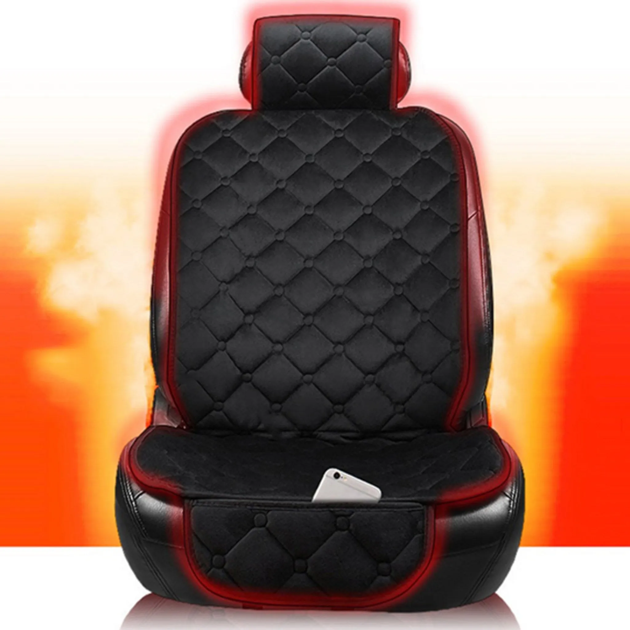 GEMGI Motors Car Seat Cover Vehicle Microfiber Winter Seat Front Seat Lock Keep, Black Cube, 2 Pieces - Standard Seat - 🏆 #28 - Automotive Accessories - Best of December