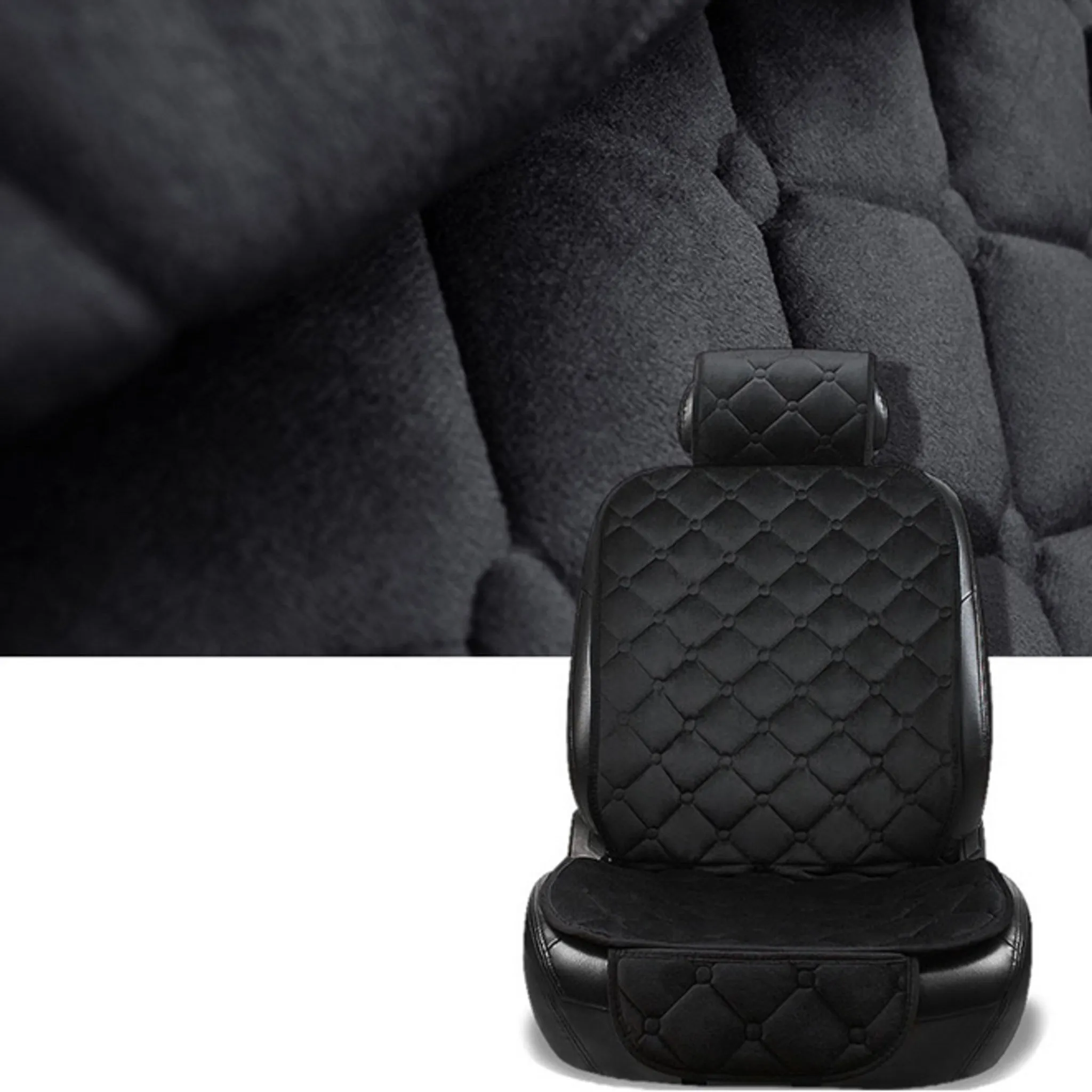 GEMGI Motors Car Seat Cover Vehicle Microfiber Winter Seat Front Seat Lock Keep, Black Cube, 2 Pieces - Standard Seat - 🏆 #28 - Automotive Accessories - Best of December