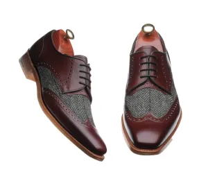 Handmade Ankle High Wing Tip Shoes Brogue Formal Trendy Fashion Tuxedo shoes