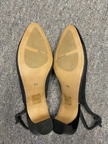 J. Renee Melucy Sz 8 W Slingback Pump Heel Beaded Detail Black Comfort