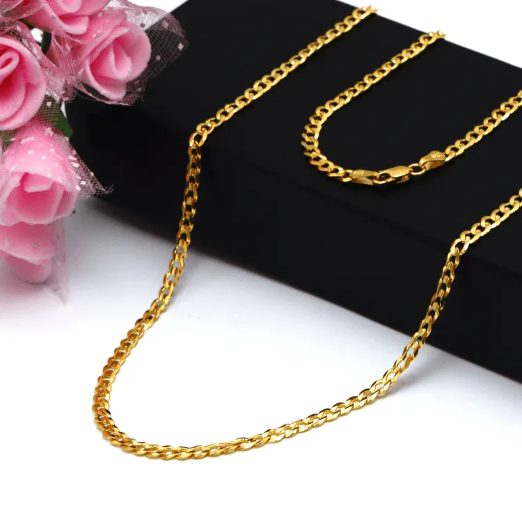 Real Gold Solid Figaro Men Chain Necklace 7908 (40 C.M) CH1216