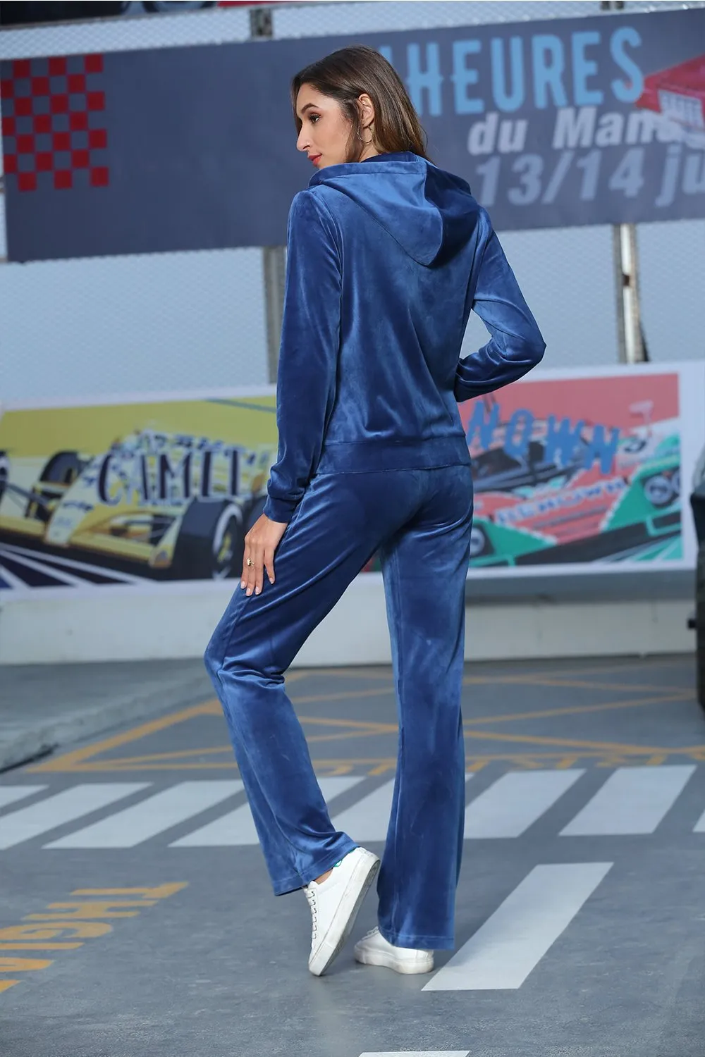 Zip Up Pockets Velvet Sports Set